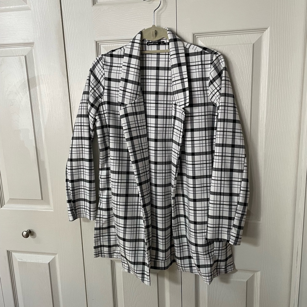 Plaid Trench Coat Blazer
